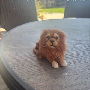 Adorable Brown and White Lion Figurine